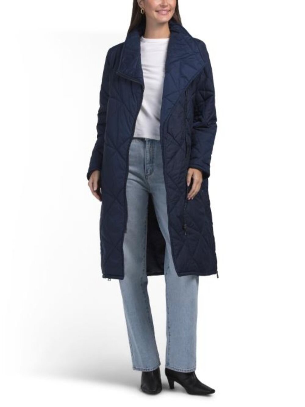 KARL LAGERFELD PARIS Asymmetrical Zip Quilted Puffer Jacket